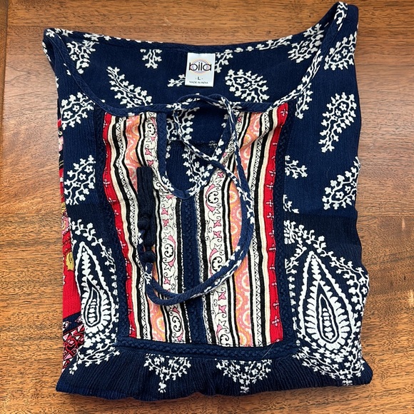 Bila Peasant Top with Tassle Neckline and Bell Cuff Sleeve - Picture 7 of 7